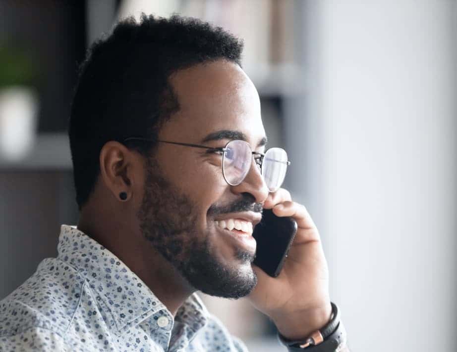 close-up of professional giving a phone support consultation